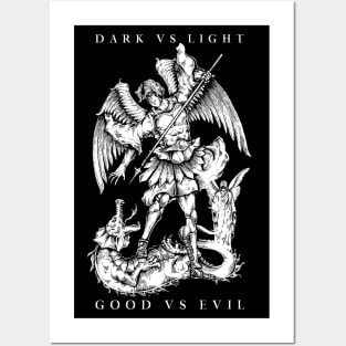 dark versus light evil versus good angel vs dragon Posters and Art